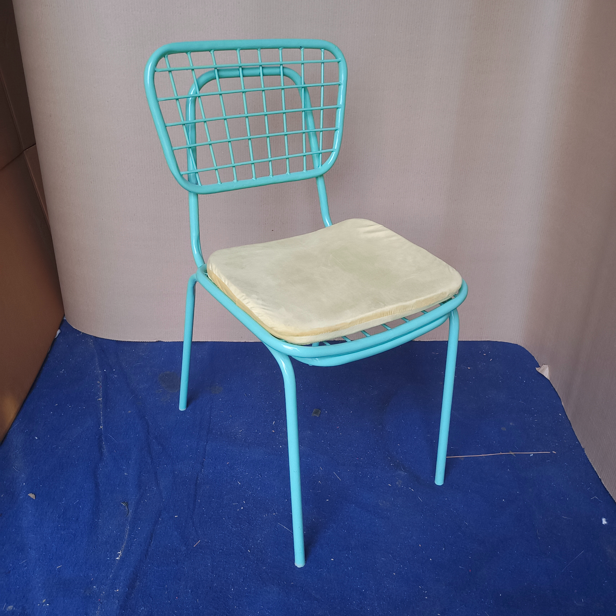 Blue Back Support Metal Outdoor Chair